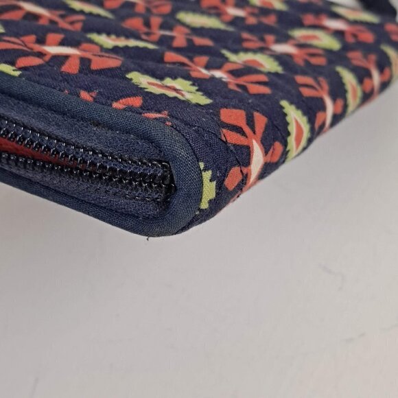 Vera Bradley Wallet Navy Blue/Orange Pattern Orange Interior Zip Around EUC - Picture 8 of 10